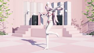 Lovely girl with tender tits dances in bondage.