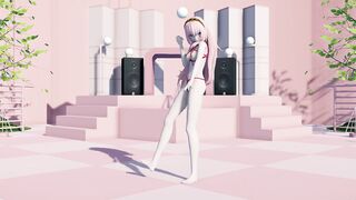 Lovely girl with tender tits dances in bondage.