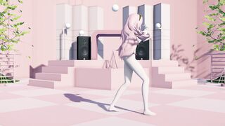 Lovely girl with tender tits dances in bondage.