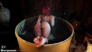 Triss's gorgeous ass and feet in a bath POV