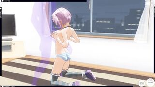 3D HENTAI Neptunia caresses a dick with her breasts and makes you cum