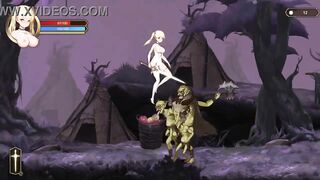 Cute blonde in hentai ryona sex with big goblin in ritual summon new gameplay