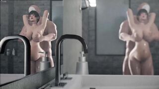 Dead or Alive - Nyotengu Shower Sex Creampie Getting Pregnant (Animation with Sound)