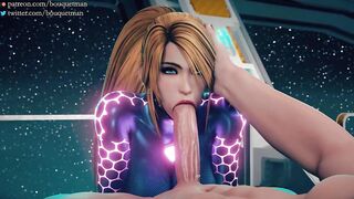 Metroid - Samus Aran Deepthroating & Swallow Cum (Animation with Sound)