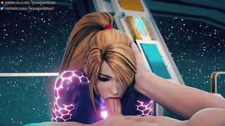 Metroid - Samus Aran Deepthroating & Swallow Cum (Animation with Sound)