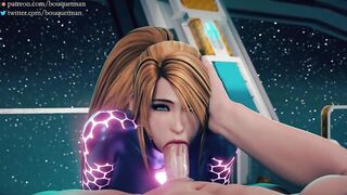 Metroid - Samus Aran Deepthroating & Swallow Cum (Animation with Sound)