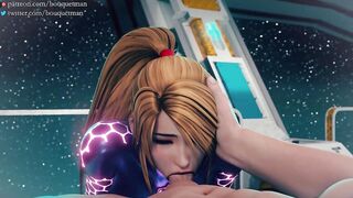 Metroid - Samus Aran Deepthroating & Swallow Cum (Animation with Sound)