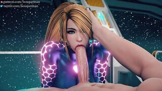 Metroid - Samus Aran Deepthroating & Swallow Cum (Animation with Sound)