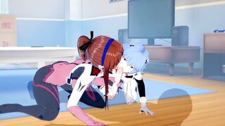 [Evangelion]Mari and Rei Threesome(3d hentai)