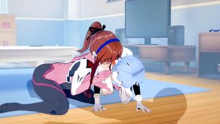 [Evangelion]Mari and Rei Threesome(3d hentai)