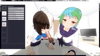 3D HENTAI POV Earth-chan and Moon-chan give you a blowjob
