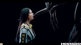 Real Life Hentai - CGI monster destroy all holes of Rae Lil Black w Jia Lissa n ton of cum