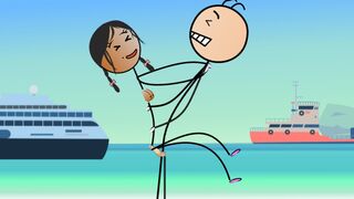 Cartoon Hot Stick Girl Fucking with a Small Dick – Sexy Stick Man at Nude Beach