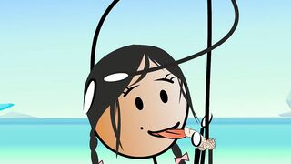 Cartoon Hot Stick Girl Fucking with a Small Dick – Sexy Stick Man at Nude Beach