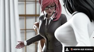 HENTAI SEX UNIVERSITY - Perfect Tits Futanari Babe CREAMPIES Hentai MILF Principal!