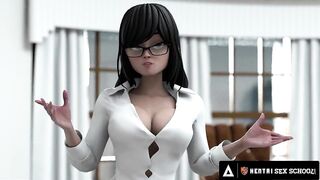 HENTAI SEX UNIVERSITY - Perfect Tits Futanari Babe CREAMPIES Hentai MILF Principal!