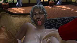Busty granny maid got face fucked by Mr. Cornad's son