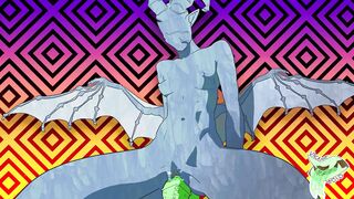 MONSTER GIRL RIDING GREEN DILDO – ANIMATED LOOP
