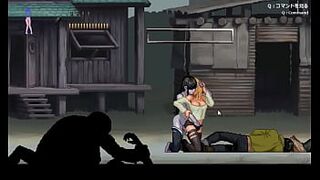 Cute blonde has sex with zombie man in erotic hentai gameplay