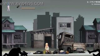 Cute blonde has sex with zombie man in erotic hentai gameplay