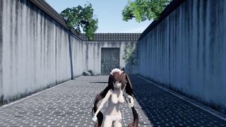 Sexy dance of a cute cat girl with small tits and tender pink nipples, who is just waiting to be fucked in her juicy pus