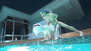 Animated futa sex underwater - 3d futanari lesbian wet sex