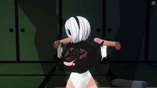 3D HENTAI 2B jerks off her friends
