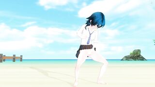 3D HENTAI Schoolgirl on the beach after school