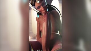 Futanari Pharah self Fellatio
