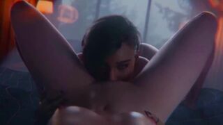 Animation lesbian sex where Judy Alvarez fucking girl, hot cyberpunk porno mod