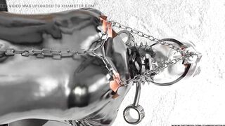 Sister in Law in Hardcore Metal Bondage and Latex Catsuit 3D BDSM Animation