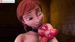 Elsa and Anna Fuck with Monster Dragon