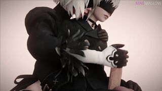 NieR Automata - 2B DULCE PLACER SEXUAL (3D HENTAI PORN, HANDJOB, BIG DICK) by MagMallow