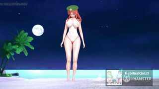 mmd r18 Love & Joy in a tanned bikini Merin night beach lewd 3d hentai