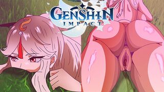 Fucked in the ONLINE game Genshin impact ! Kazuha and Ning Guang Hentai 2d (Cartoon)