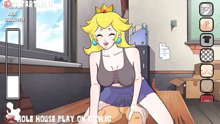 Princess Peach Riding Reverse Cowgirl Creampie Front View - Hole House