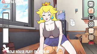 Princess Peach Riding Reverse Cowgirl Creampie Front View - Hole House
