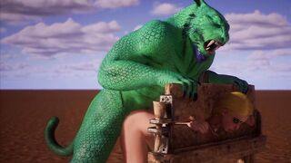 Alien Reptilian Breeds Slave White Girl - 3D Animation