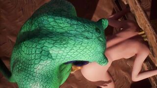 Alien Reptilian Breeds Slave White Girl - 3D Animation