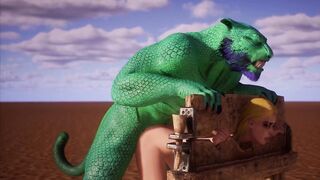 Alien Reptilian Breeds Slave White Girl - 3D Animation