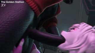 Femboy cat furry gives Thunder from Fortnite a deep-throat blowjob until he cums in his mouth