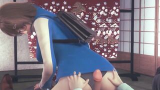 Doa lady cosplay having sex with a man in a japanese house hentai gameplay