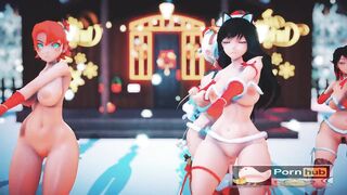 mmd r18 ITZY WANNABE Ruby Weiss Blake Yang Nora Bikini Santa Outfit 3d hentai