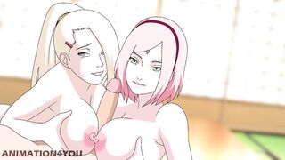 Sakura and Ino Naruto Titjob Anime Hentai Cartoon Kunoichi Trainer Boruto Milf Teen Asian japanese