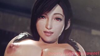 Tifa jerks his dick off with his feet