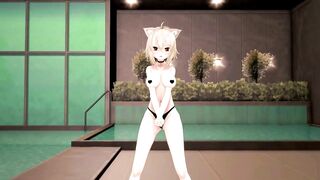 Okayu Nekomata Dancing Hentai Hololive Cat Girl Underwear Nekomimi MMD 3D Beige Hair