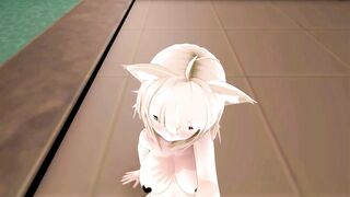 Okayu Nekomata Dancing Hentai Hololive Cat Girl Underwear Nekomimi MMD 3D Beige Hair