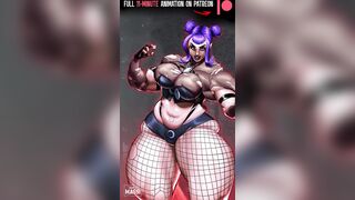 BBW Goth grows to extreme muscle giantess