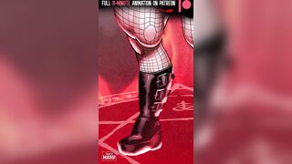 BBW Goth grows to extreme muscle giantess