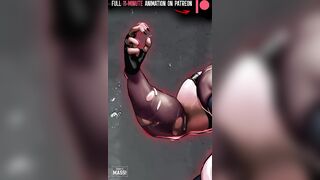 BBW Goth grows to extreme muscle giantess